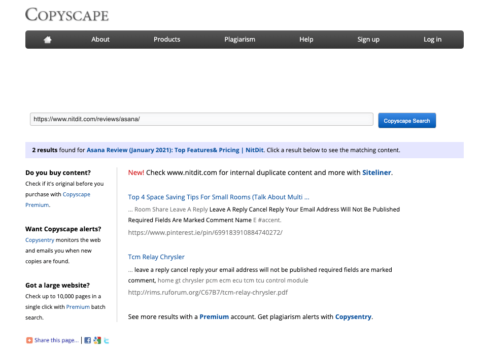 Copyscape Duplicate Checker