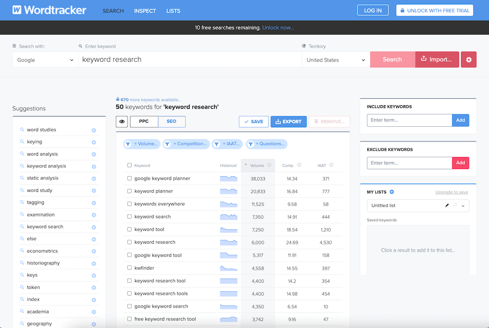 Wordtracker Keyword Research