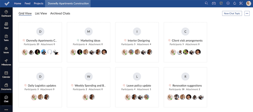 Zoho Project Chat Rooms