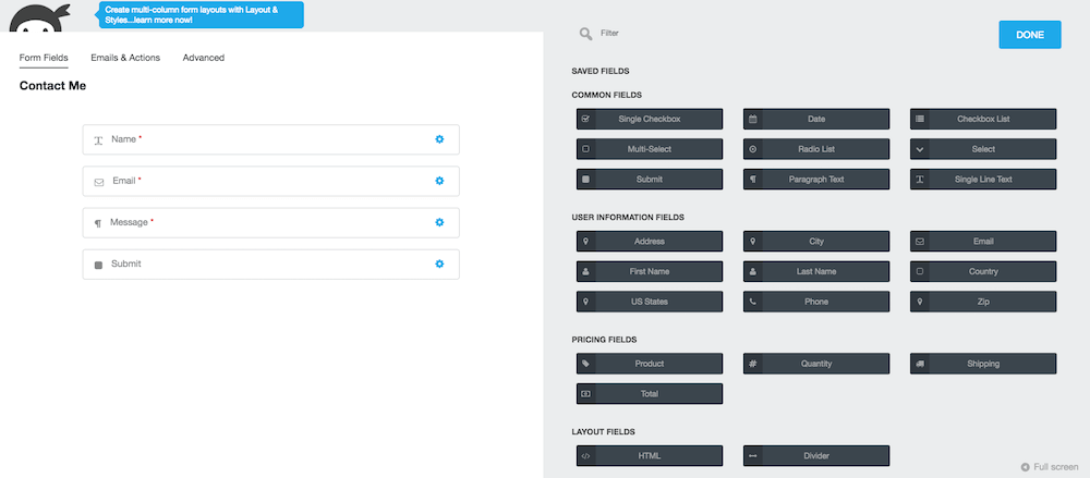 Ninja-Froms-Settings
