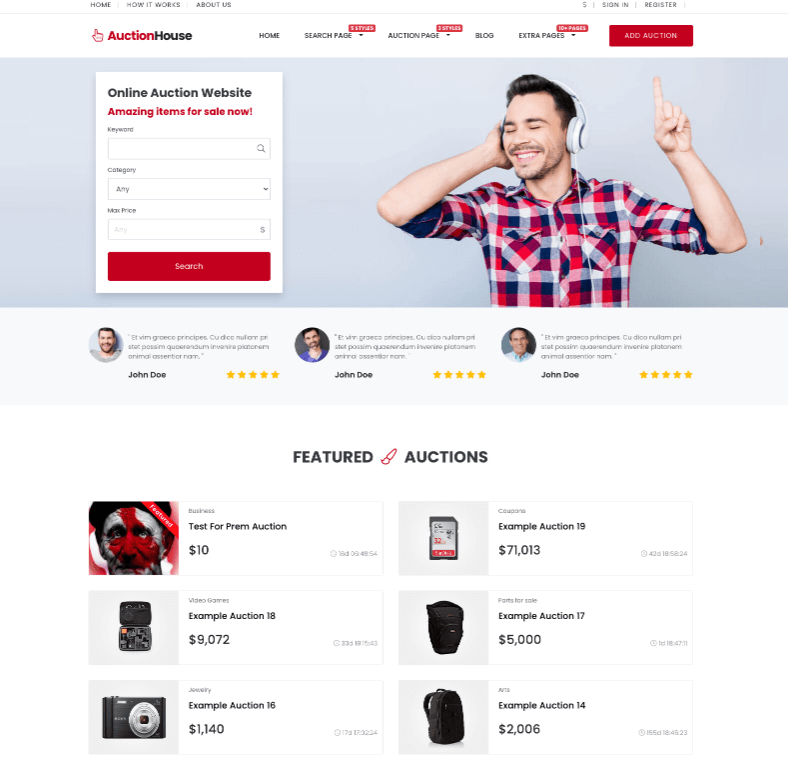 Auction Theme PremiumPress
