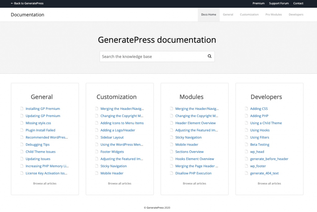 GeneratePress-Documentation