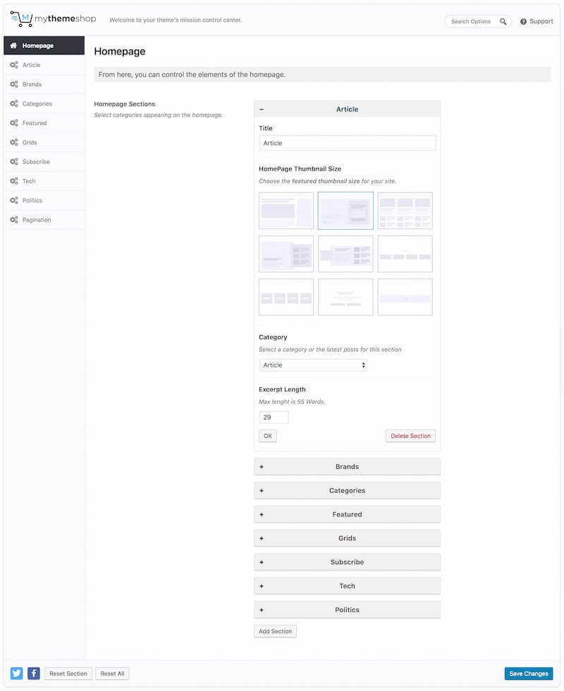 Homepage-Settings