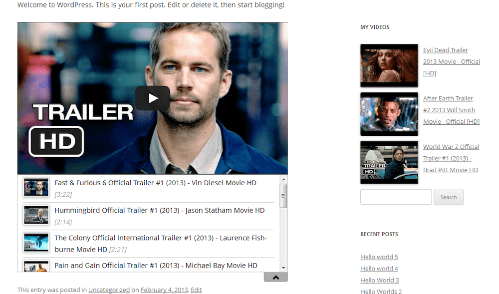 YouTube WordPress plugin