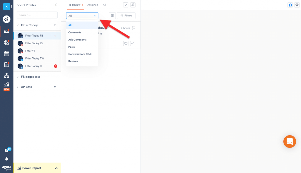 Agorapulse social inbox