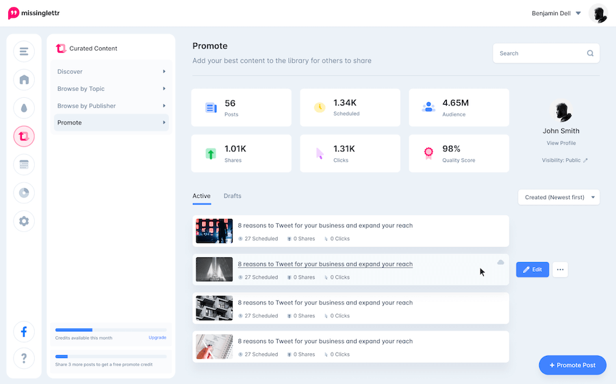Missinglettr Curate Library