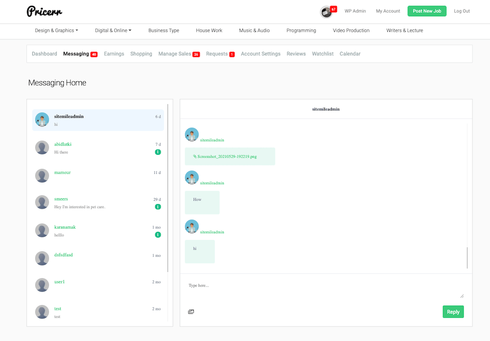 Pricerr Theme Messaging