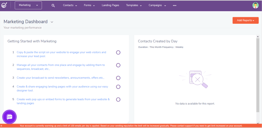 EngageBay Dashboard