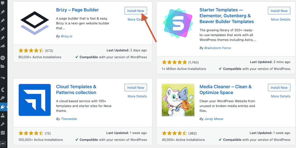 Install Brizy Builder