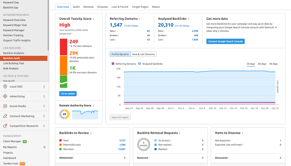 Semrush Backlink Audit