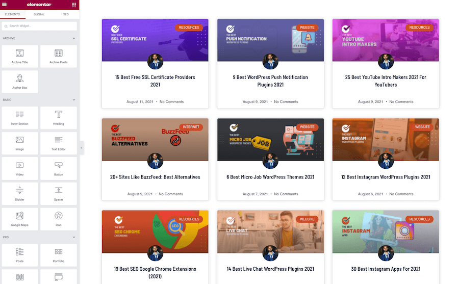 Elementor Archive Template