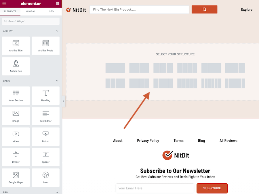 Elementor Layout Builder