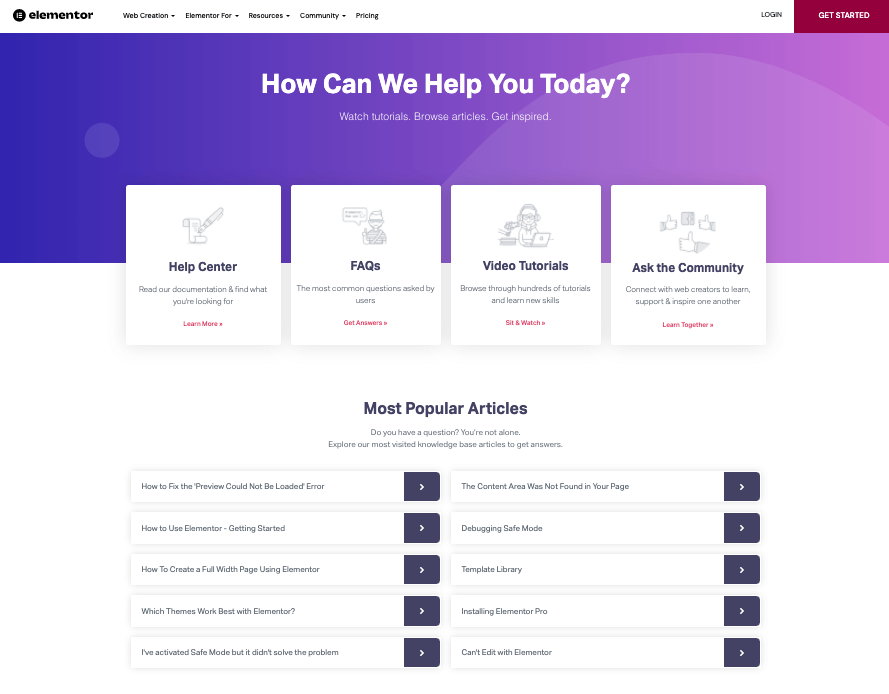 Elementor Support