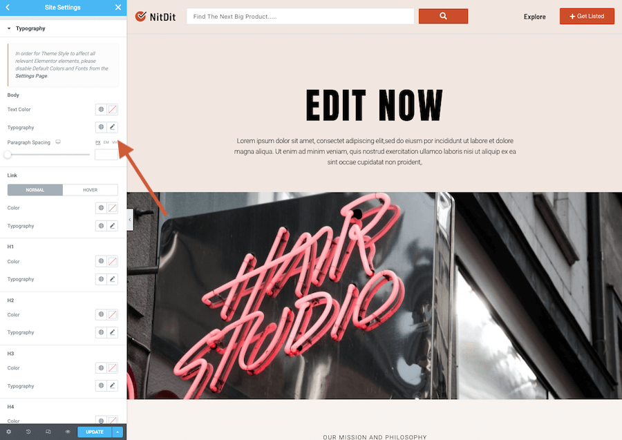 Elementor Typography Options