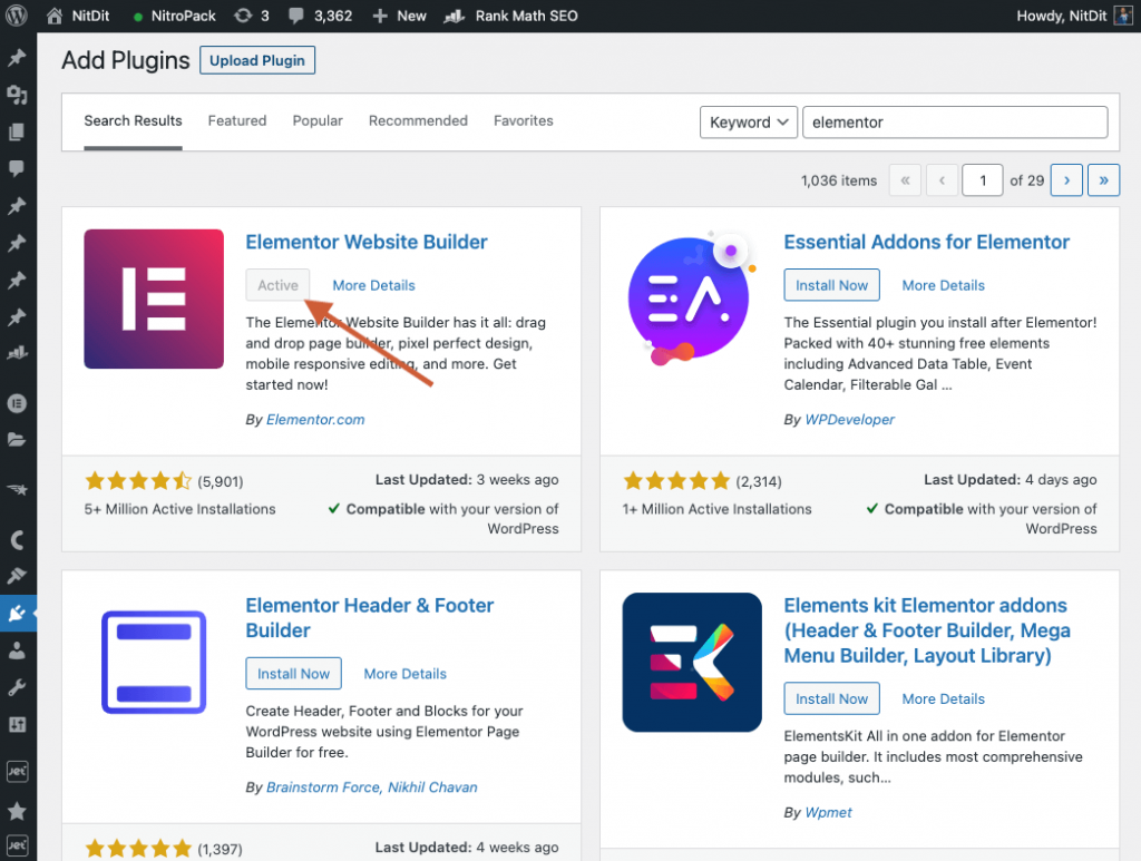Install Elementor
