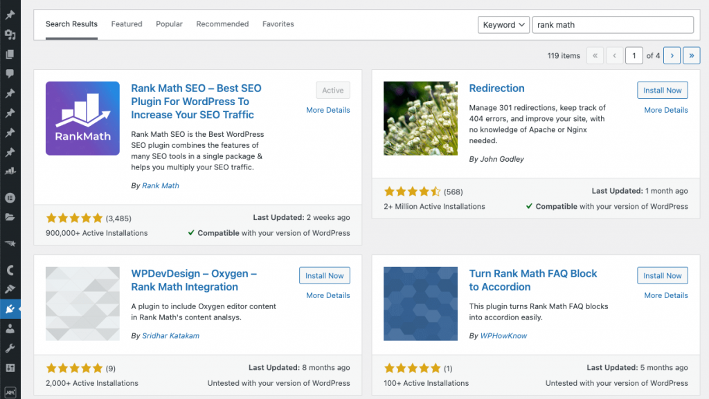 Install Rank Math Plugin