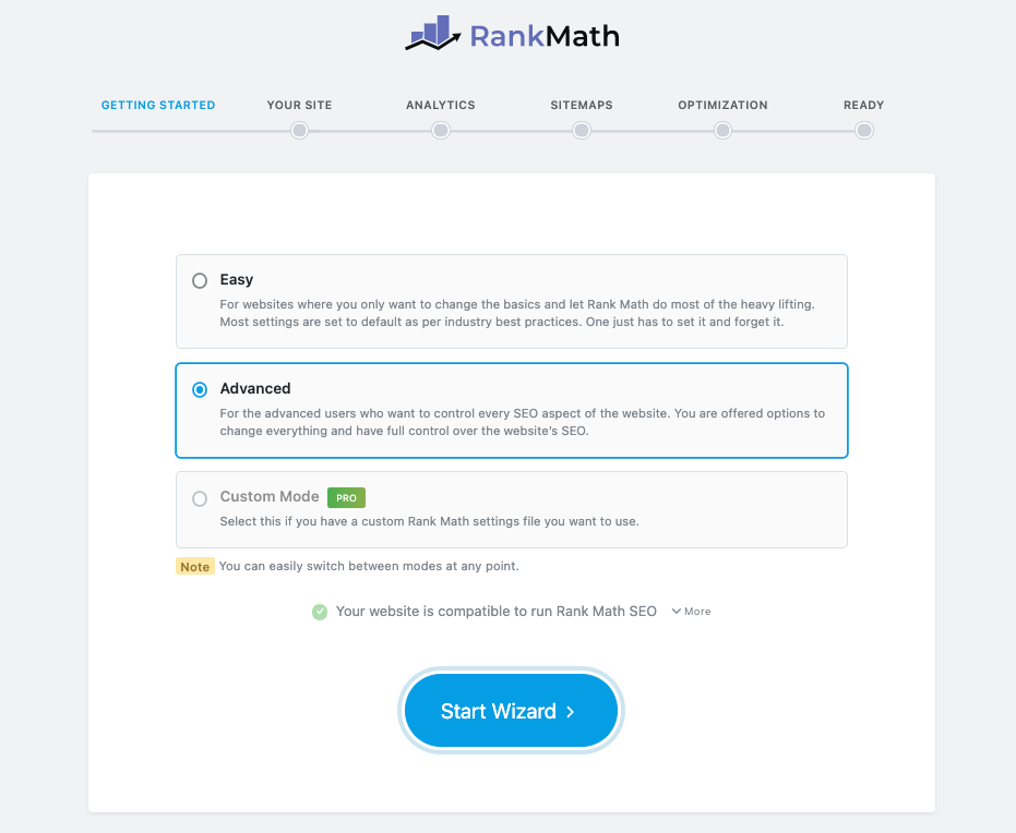 Rank Math Setup Wizard