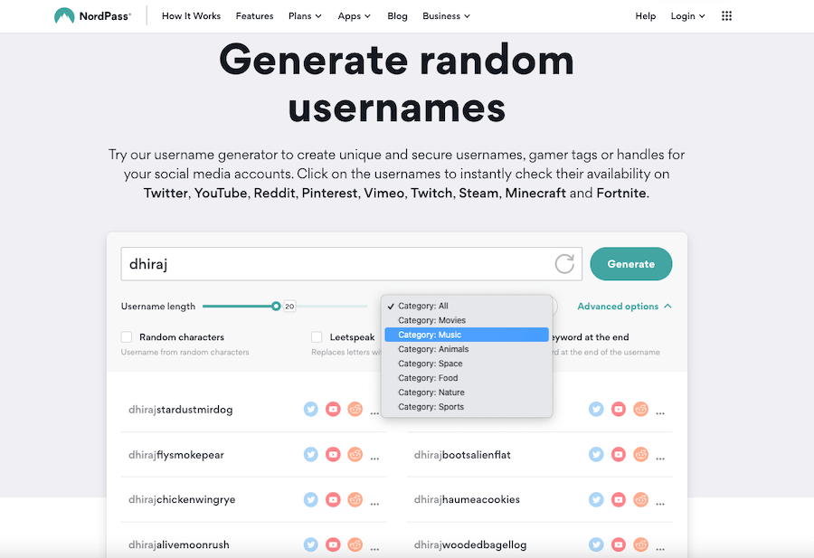 NordPass Username Generator