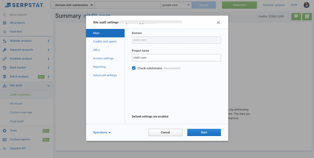 Serpstat SEO Audit