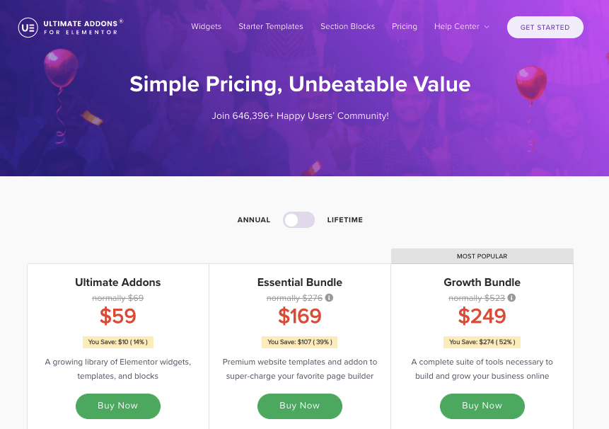 Ultimate Addons Pricing