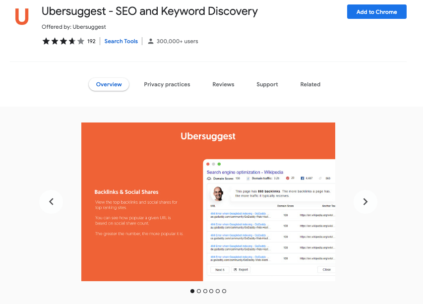 Ubersuggest Chrome Extension Ubersuggest Chrome Extension