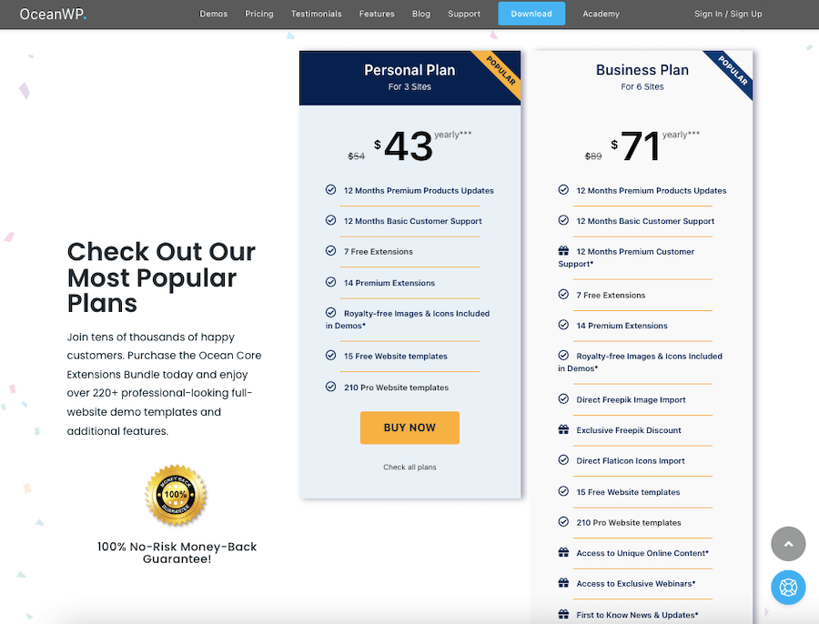 OceanWP Theme Pricing