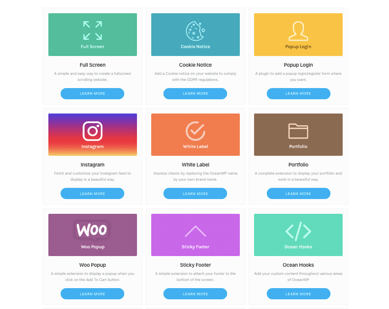 OceanWP premium extensions