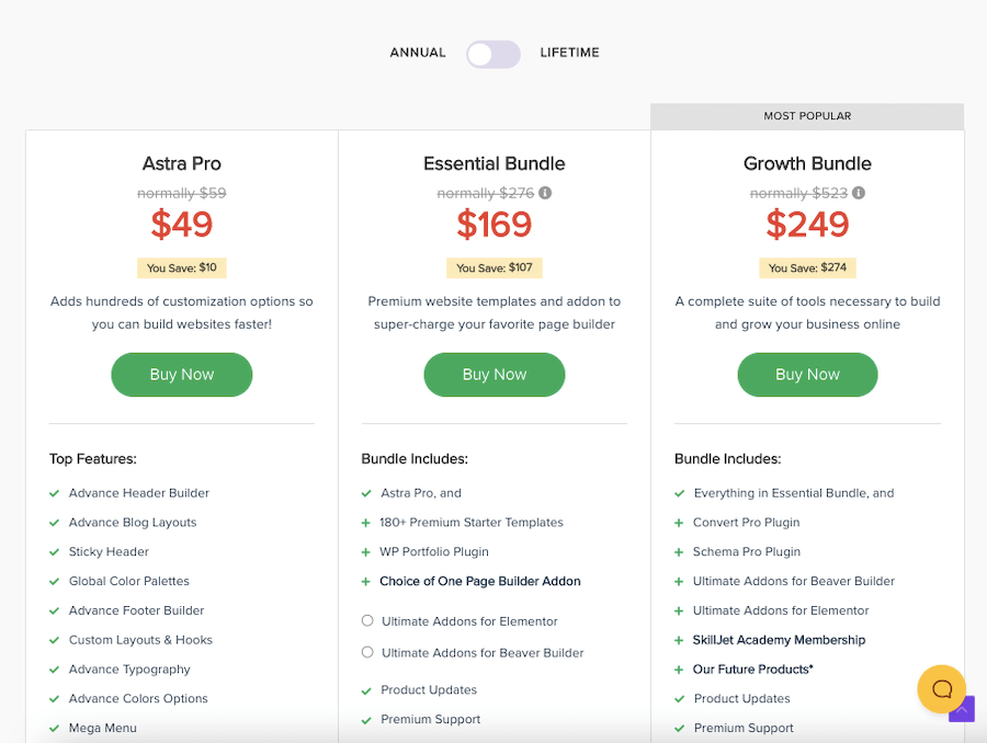 Astra Theme Discount Price Annual Plan