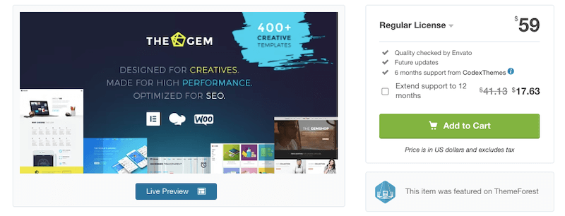 TheGem Theme Pricing
