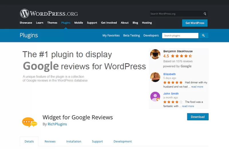 Widget for Google Reviews