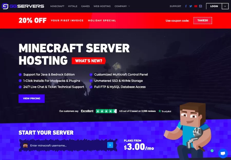 GGServers Minecraft server hosting