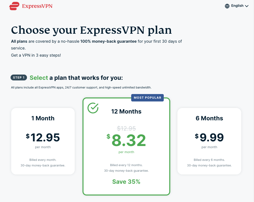 ExpressVPN Pricing Plans